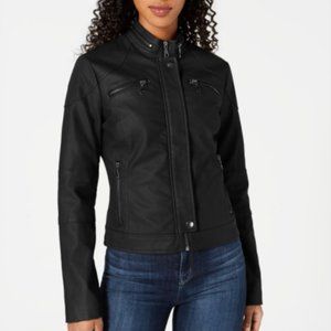 Faux-Leather Moto Jacket